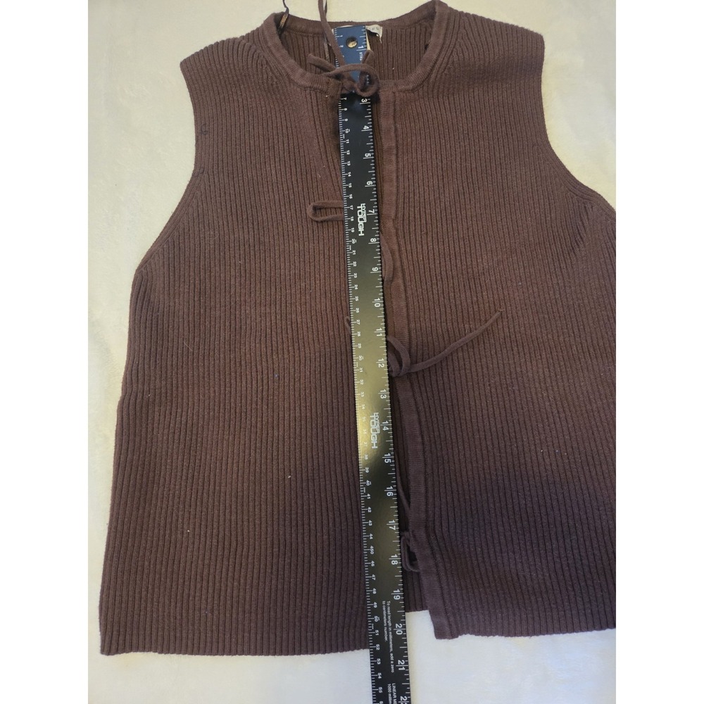 094 Sincerely Jules Rib Knit Tie Front Sweater Vest Brown Sleeveless Women's M - Picture 8 of 10